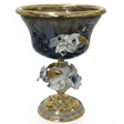 Murano Navy Blue & Gold Metal Footed Glass Fruit Bowl with Porcelain Flower Design for Table Décor – 15 × 14 cm - Al Kabayel Discount CentreMurano Navy Blue & Gold Metal Footed Glass Fruit Bowl with Porcelain Flower Design for Table Décor – 15 × 14 cmBowlsMURANOAl Kabayel Discount Centre