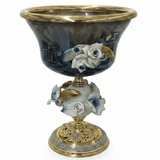 Murano Navy Blue & Gold Metal Footed Glass Fruit Bowl with Porcelain Flower Design for Table Décor – 15 × 14 cm - Al Kabayel Discount CentreMurano Navy Blue & Gold Metal Footed Glass Fruit Bowl with Porcelain Flower Design for Table Décor – 15 × 14 cmBowlsMURANOAl Kabayel Discount Centre