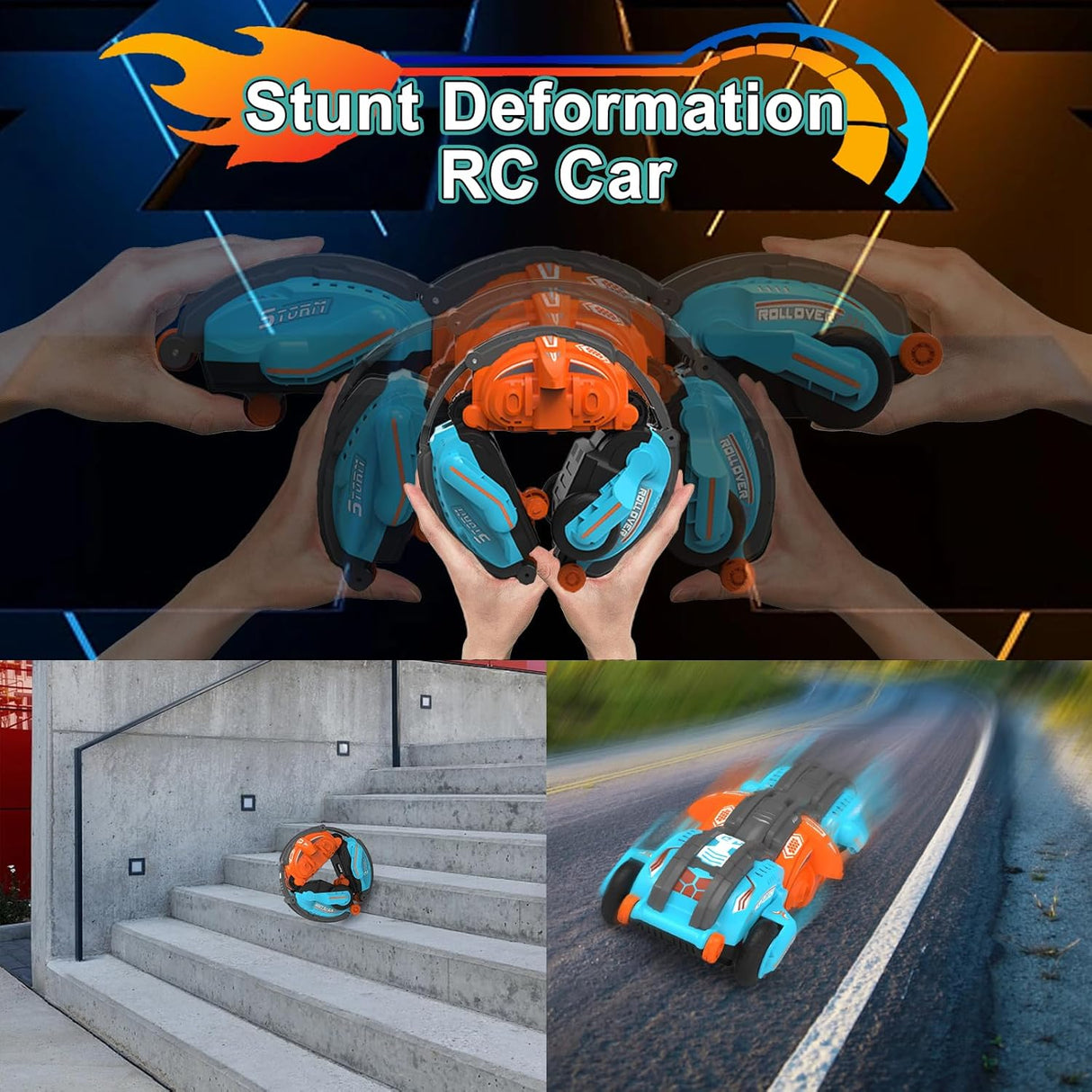 My Toys R/C Stunt Deformation Car, Sprint - Variant - Roll, 2.4GHz Remote Control, 3 Control Modes(Guesture Sensing, R/C, Watch R/C), Blue/Orange - Al Kabayel Discount CentreMy Toys R/C Stunt Deformation Car, Sprint - Variant - Roll, 2.4GHz Remote Control, 3 Control Modes(Guesture Sensing, R/C, Watch R/C), Blue/OrangeRemote Control toysMY TOYSAl Kabayel Discount Centre