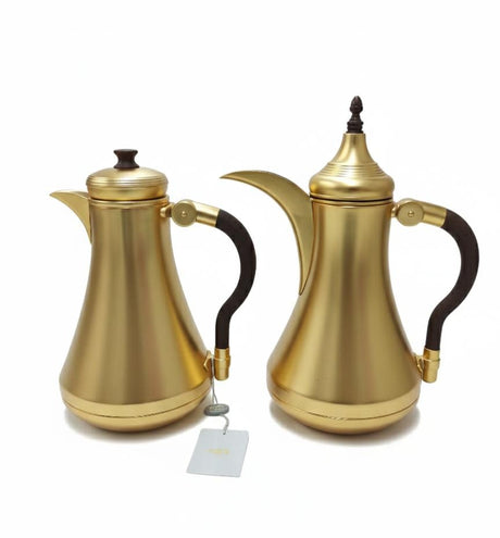 Mydot Luxury 2 - Piece Vacuum Flask Set (1L + 1L) – Rich Gold Finish with Wood - Brown Decorative Accents - Al Kabayel Discount CentreMydot Luxury 2 - Piece Vacuum Flask Set (1L + 1L) – Rich Gold Finish with Wood - Brown Decorative AccentsThermosMYDOTAl Kabayel Discount Centre