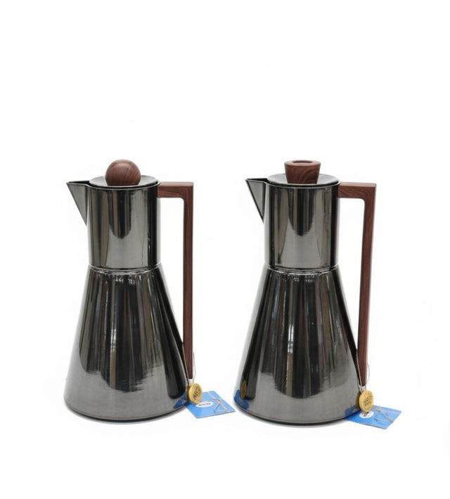 Najib 1+1 Liter Premium Double Vacuum Flask Set – Black Nickel Finish with Elegant Wood Handle, Ideal for Hot & Cold Beverages - Al Kabayel Discount CentreNajib 1+1 Liter Premium Double Vacuum Flask Set – Black Nickel Finish with Elegant Wood Handle, Ideal for Hot & Cold BeveragesThermosNAJIBAl Kabayel Discount Centre
