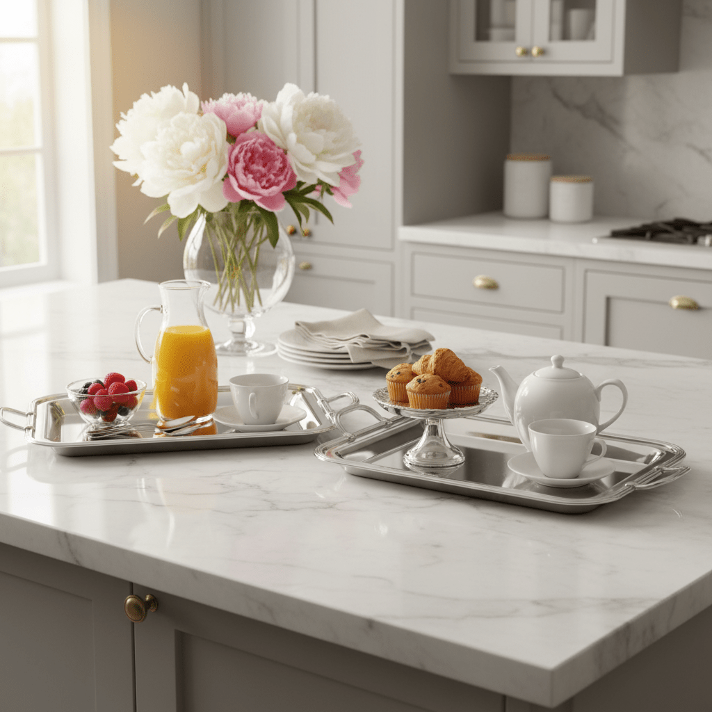 Najib 2 - Piece Rectangular Silver Stainless Steel Serving Tray Set with Golden Handles, Durable Multipurpose Serving Platters for Home Kitchen & Dining – 36 x 26 cm, 43 x 30 cm - Al Kabayel Discount CentreNajib 2 - Piece Rectangular Silver Stainless Steel Serving Tray Set with Golden Handles, Durable Multipurpose Serving Platters for Home Kitchen & Dining – 36 x 26 cm, 43 x 30 cmServing TraysNajibAl Kabayel Discount Centre