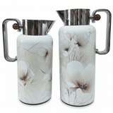 Najib Classic Floral Series 2 - Piece Vacuum Flask Set (0.8 Liter / 1 Liter) – Durable Insulated Flasks in White with Silver Trim and Subtle White Floral Pattern – Design 3 - Al Kabayel Discount CentreNajib Classic Floral Series 2 - Piece Vacuum Flask Set (0.8 Liter / 1 Liter) – Durable Insulated Flasks in White with Silver Trim and Subtle White Floral Pattern – Design 3NAJIBAl Kabayel Discount Centre