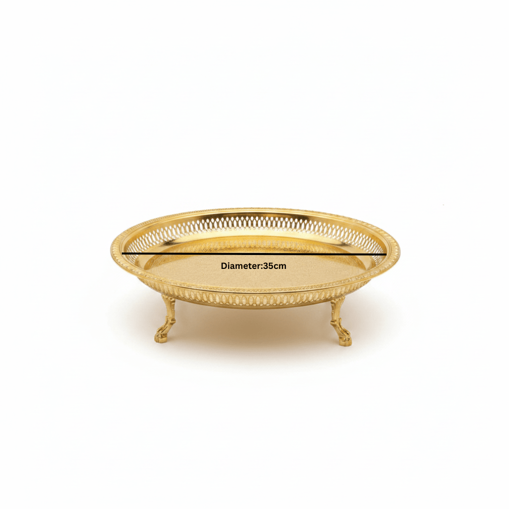 Najib Gold Metal Footed Round Serving Tray - 35cm - Al Kabayel Discount CentreNajib Gold Metal Footed Round Serving Tray - 35cmServing TraysNAJIBAl Kabayel Discount Centre