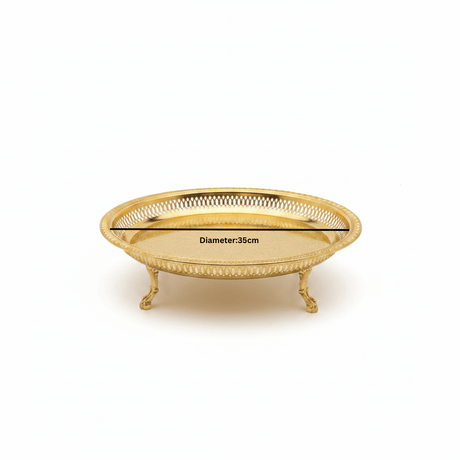 Najib Gold Metal Footed Round Serving Tray - 35cm - Al Kabayel Discount CentreNajib Gold Metal Footed Round Serving Tray - 35cmServing TraysNAJIBAl Kabayel Discount Centre