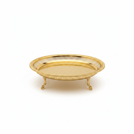 Najib Gold Metal Footed Round Serving Tray - 35cm - Al Kabayel Discount CentreNajib Gold Metal Footed Round Serving Tray - 35cmServing TraysNAJIBAl Kabayel Discount Centre