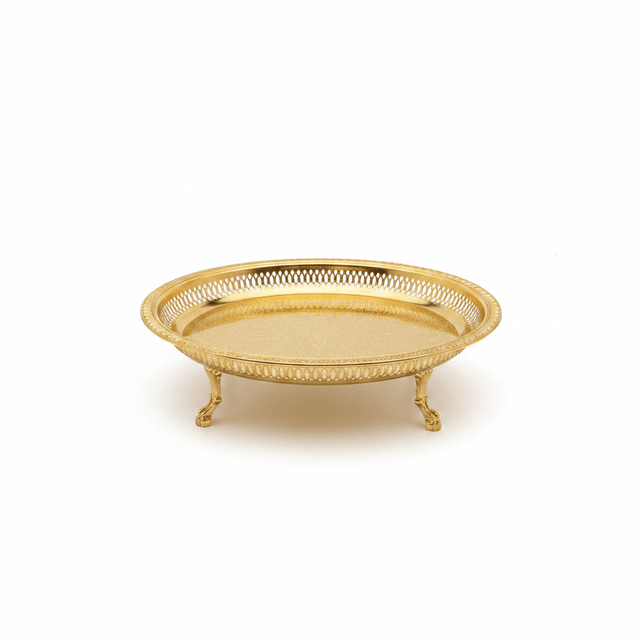 Najib Gold Metal Footed Round Serving Tray - 35cm - Al Kabayel Discount CentreNajib Gold Metal Footed Round Serving Tray - 35cmServing TraysNAJIBAl Kabayel Discount Centre