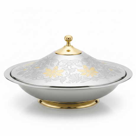 Najib Maglite Stainless Steel Koozy Tray with Lid – Gold & Silver - 40cm / 45cm / 50cm - Al Kabayel Discount CentreNajib Maglite Stainless Steel Koozy Tray with Lid – Gold & Silver - 40cm / 45cm / 50cmCasserolesNAJIBAl Kabayel Discount Centre