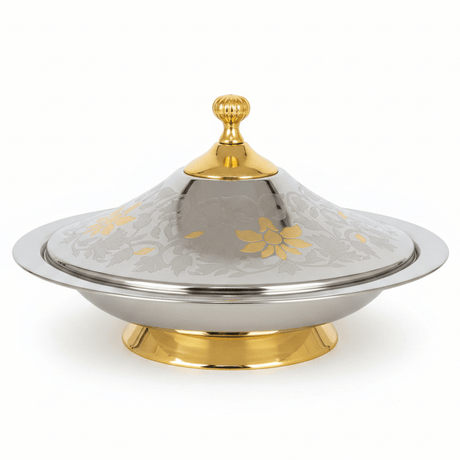 Najib Maglite Stainless Steel Koozy Tray with Lid – Gold & Silver - 40cm / 45cm / 50cm - Al Kabayel Discount CentreNajib Maglite Stainless Steel Koozy Tray with Lid – Gold & Silver - 40cm / 45cm / 50cmCasserolesNAJIBAl Kabayel Discount Centre