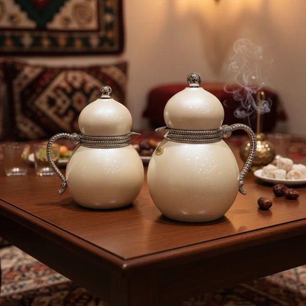 Najib NB6110 - B Vacuum Flask 2 - Piece Set – 0.5L & 0.7L – Pearl White with Silver Accents - Al Kabayel Discount CentreNajib NB6110 - B Vacuum Flask 2 - Piece Set – 0.5L & 0.7L – Pearl White with Silver AccentsThermosNAJIBAl Kabayel Discount Centre