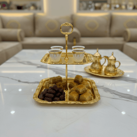 Najib Premium Two - Tier Square Gold Metal Fruit Serving Plate for Stylish Kitchen and Table Display – 28×20 cm - Al Kabayel Discount CentreNajib Premium Two - Tier Square Gold Metal Fruit Serving Plate for Stylish Kitchen and Table Display – 28×20 cmServing TraysAFCOAl Kabayel Discount Centre