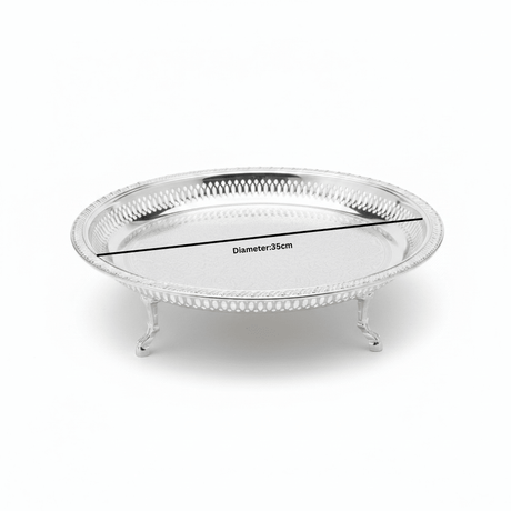Najib Silver Footed Round Serving Tray – 35cm - Al Kabayel Discount CentreNajib Silver Footed Round Serving Tray – 35cmServing TraysNAJIBAl Kabayel Discount Centre
