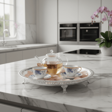 Najib Silver Footed Round Serving Tray – 35cm - Al Kabayel Discount CentreNajib Silver Footed Round Serving Tray – 35cmServing TraysNAJIBAl Kabayel Discount Centre