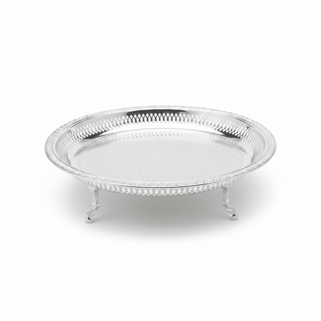 Najib Silver Footed Round Serving Tray – 35cm - Al Kabayel Discount CentreNajib Silver Footed Round Serving Tray – 35cmServing TraysNAJIBAl Kabayel Discount Centre