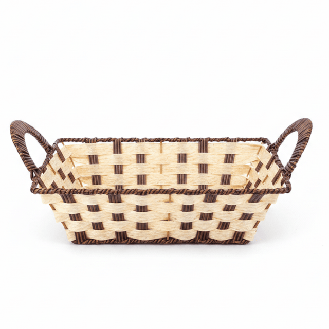 Natural Cream & Brown Woven Rectangular Rattan Organizer Basket with Strong Carry Handle for Home Décor and Storage 29×23 cm - Al Kabayel Discount CentreNatural Cream & Brown Woven Rectangular Rattan Organizer Basket with Strong Carry Handle for Home Décor and Storage 29×23 cmRattanAKDCAl Kabayel Discount Centre