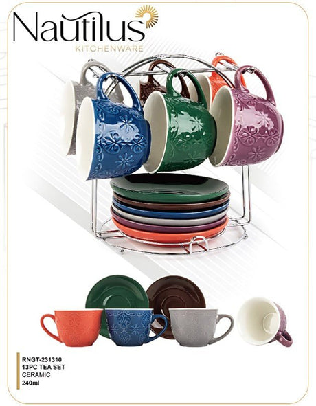 NAUTILUS 13pcs Tea Set, 240ml Mug and Saucer with Stand, RNGT - 231310 - Al Kabayel Discount CentreNAUTILUS 13pcs Tea Set, 240ml Mug and Saucer with Stand, RNGT - 231310Tea SetsNAUTILUSAl Kabayel Discount Centre