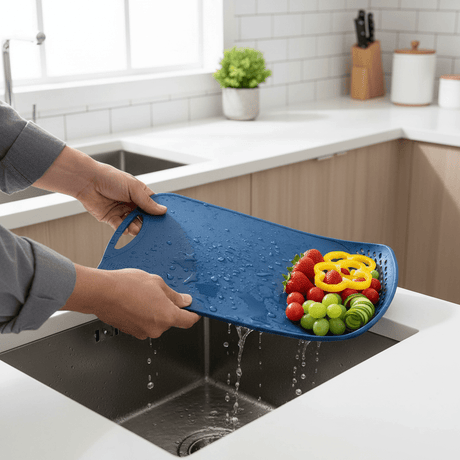 Nautilus 2 - in - 1 PP Cutting Board with Built - In Colander | 33×20cm | Navy Blue - Al Kabayel Discount CentreNautilus 2 - in - 1 PP Cutting Board with Built - In Colander | 33×20cm | Navy BlueKitchen Utensils & GadgetsNAUTILUSAl Kabayel Discount Centre