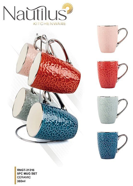 NAUTILUS 5pcs Mug Set, 12oz Mug with Stand, RNGT - 31316 - Al Kabayel Discount CentreNAUTILUS 5pcs Mug Set, 12oz Mug with Stand, RNGT - 31316Tea SetsNAUTILUSAl Kabayel Discount Centre