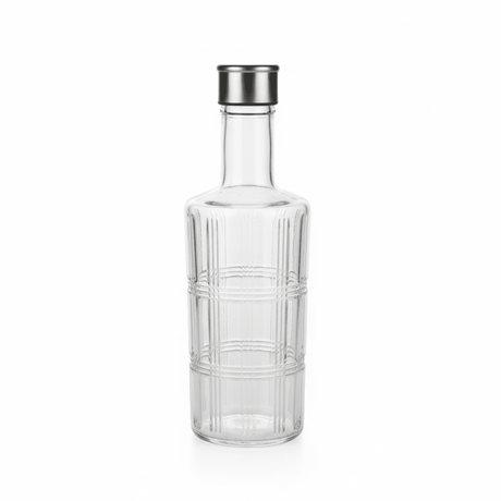 Nautilus Crystal - Cut Glass Water Bottle with Stainless Steel Cap — Vertical Rib & Grid Panel Design, 1 Litre - Al Kabayel Discount CentreNautilus Crystal - Cut Glass Water Bottle with Stainless Steel Cap — Vertical Rib & Grid Panel Design, 1 LitreJugsNAUTILUSAl Kabayel Discount Centre
