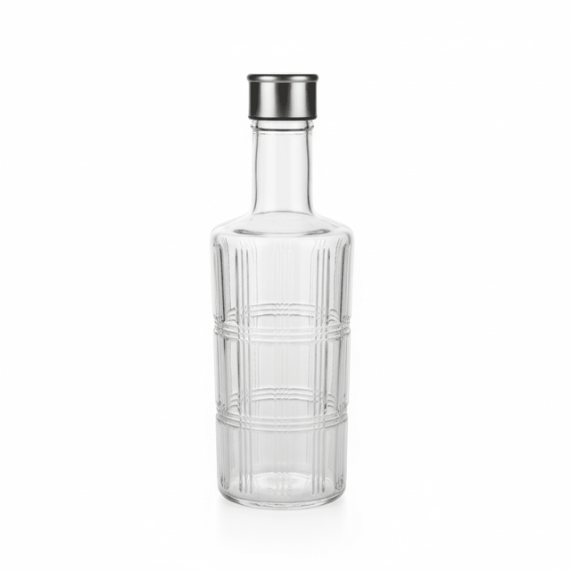 Nautilus Crystal - Cut Glass Water Bottle with Stainless Steel Cap — Vertical Rib & Grid Panel Design, 1 Litre - Al Kabayel Discount CentreNautilus Crystal - Cut Glass Water Bottle with Stainless Steel Cap — Vertical Rib & Grid Panel Design, 1 LitreJugsNAUTILUSAl Kabayel Discount Centre