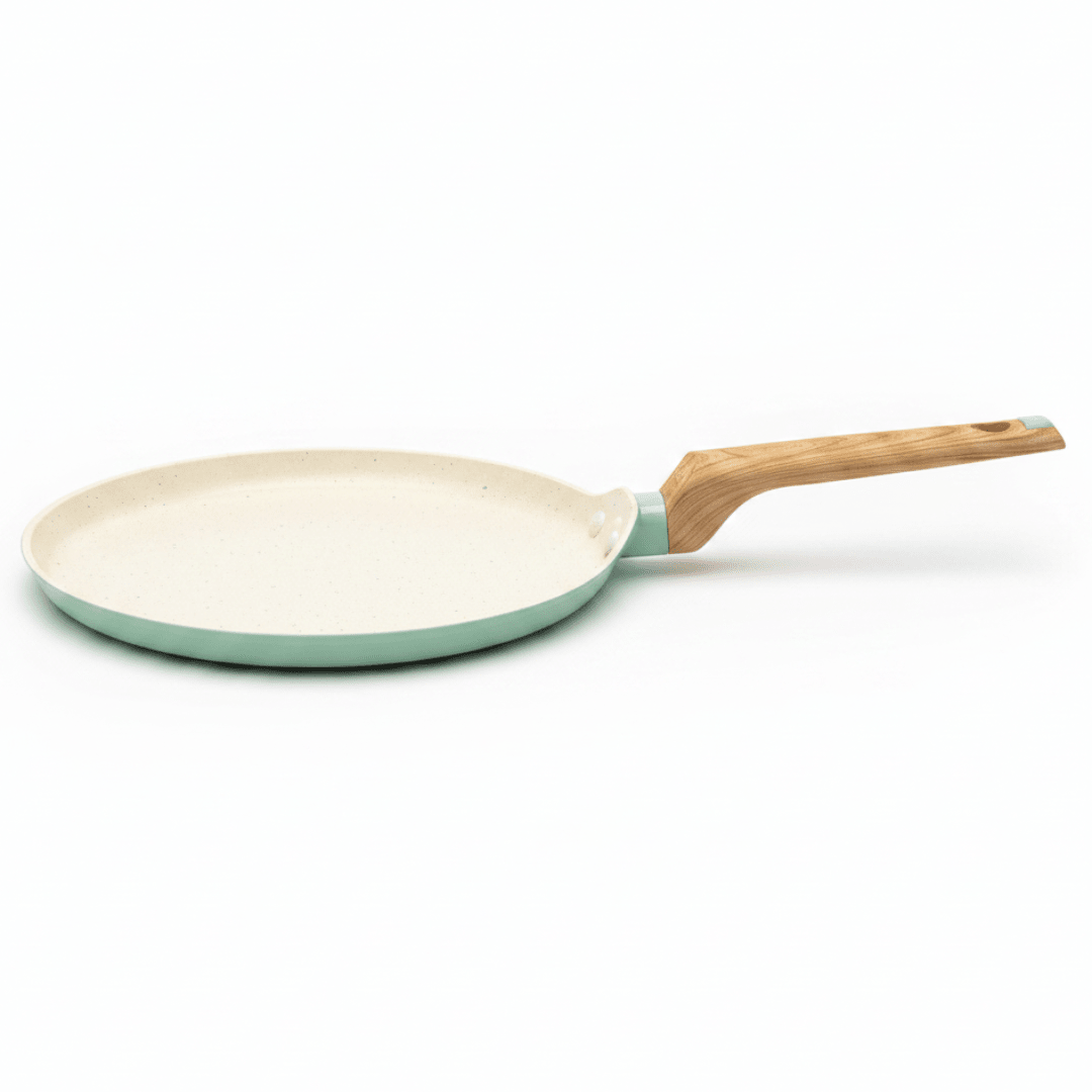 Nautilus Forged Aluminium Crepe Pan 24cm – Cream & Sage Green | Non-Stick | Wooden Handle - Al Kabayel Discount CentreNautilus Forged Aluminium Crepe Pan 24cm – Cream & Sage Green | Non-Stick | Wooden HandleFrying Pans & SkilletsNAUTILUSAl Kabayel Discount Centre