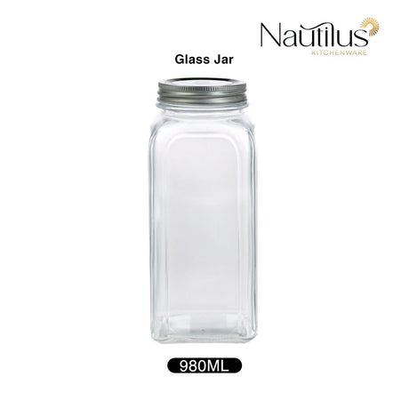 Nautilus Glass Jar 980ml Glass, Non - Toxic and Food - Safe Material, Dishwasher Safe ,With metal lid - Clear - Al Kabayel Discount CentreNautilus Glass Jar 980ml Glass, Non - Toxic and Food - Safe Material, Dishwasher Safe ,With metal lid - ClearJars & Food SaversNAUTILUSAl Kabayel Discount Centre