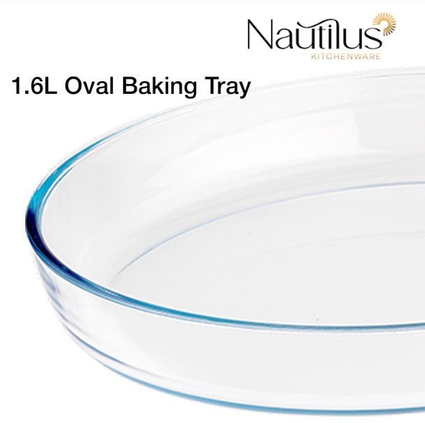 NAUTILUS Oval Borosilicate Glass Baking Tray 1.6 Liter, 258mm*179mm*60mm, RNGT - 10547 - Al Kabayel Discount CentreNAUTILUS Oval Borosilicate Glass Baking Tray 1.6 Liter, 258mm*179mm*60mm, RNGT - 10547Food ContainersNAUTILUSAl Kabayel Discount Centre