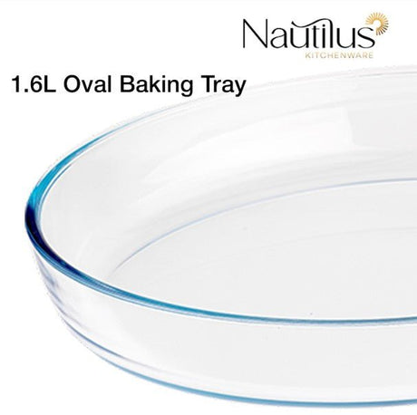 NAUTILUS Oval Borosilicate Glass Baking Tray 1.6 Liter, 258mm*179mm*60mm, RNGT - 10547 - Al Kabayel Discount CentreNAUTILUS Oval Borosilicate Glass Baking Tray 1.6 Liter, 258mm*179mm*60mm, RNGT - 10547Food ContainersNAUTILUSAl Kabayel Discount Centre
