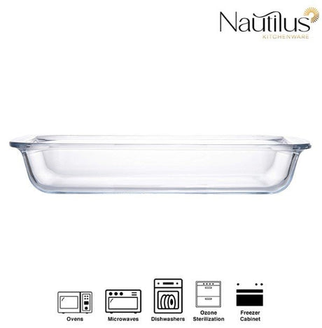 NAUTILUS Rectangular Borosilicate Glass Baking Tray 1 Liter, 258mm*153mm*45mm, RNGT - 10574 - Al Kabayel Discount CentreNAUTILUS Rectangular Borosilicate Glass Baking Tray 1 Liter, 258mm*153mm*45mm, RNGT - 10574Food ContainersNAUTILUSAl Kabayel Discount Centre