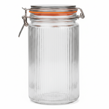 Nautilus Ribbed Glass Clip Jar – 1580ml | Airtight Storage Canister with Stainless Steel Latch - Al Kabayel Discount CentreNautilus Ribbed Glass Clip Jar – 1580ml | Airtight Storage Canister with Stainless Steel LatchJars & Food SaversNAUTILUSAl Kabayel Discount Centre