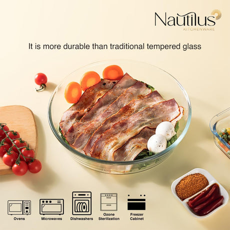 NAUTILUS Round Borosilicate Glass Baking Tray/Roaster 1.4 Liter, 230mm*230cm, RNGT - 10577 - Al Kabayel Discount CentreNAUTILUS Round Borosilicate Glass Baking Tray/Roaster 1.4 Liter, 230mm*230cm, RNGT - 10577Food ContainersNAUTILUSAl Kabayel Discount Centre