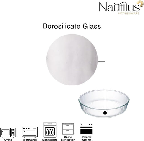 NAUTILUS Round Borosilicate Glass Baking Tray/Roaster 1.4 Liter, 230mm*230cm, RNGT - 10577 - Al Kabayel Discount CentreNAUTILUS Round Borosilicate Glass Baking Tray/Roaster 1.4 Liter, 230mm*230cm, RNGT - 10577Food ContainersNAUTILUSAl Kabayel Discount Centre