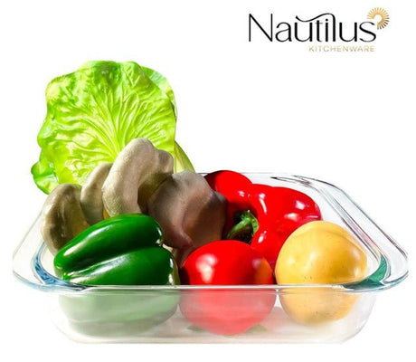 NAUTILUS Square Borosilicate Glass Baking Tray 1.1 Liter, 213mm*189mm*51mm, RNGT - 10550 - Al Kabayel Discount CentreNAUTILUS Square Borosilicate Glass Baking Tray 1.1 Liter, 213mm*189mm*51mm, RNGT - 10550Food ContainersNAUTILUSAl Kabayel Discount Centre
