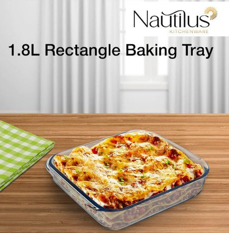 NAUTILUS Square Borosilicate Glass Baking Tray 1.8 Liter, 245mm*219mm*51mm, RNGT - 10551 - Al Kabayel Discount CentreNAUTILUS Square Borosilicate Glass Baking Tray 1.8 Liter, 245mm*219mm*51mm, RNGT - 10551Food ContainersNAUTILUSAl Kabayel Discount Centre