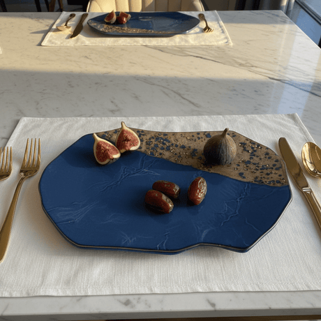 Navy Blue & Brown Reactive Glaze Ceramic Decorative Plate | 33×23 cm | - Al Kabayel Discount CentreNavy Blue & Brown Reactive Glaze Ceramic Decorative Plate | 33×23 cm |PlatesAKDCAl Kabayel Discount Centre