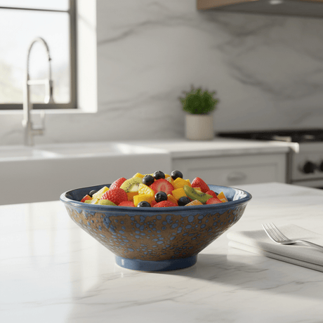 Navy Blue & Brown Round Reactive Glaze Ceramic Serving Bowl 25cm - Al Kabayel Discount CentreNavy Blue & Brown Round Reactive Glaze Ceramic Serving Bowl 25cmBowlsAKDCAl Kabayel Discount Centre