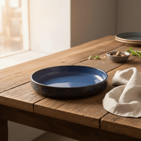 Navy Blue & Brown Round Reactive Glaze Ceramic Serving Plate 25cm - Al Kabayel Discount CentreNavy Blue & Brown Round Reactive Glaze Ceramic Serving Plate 25cmPlatesAKDCAl Kabayel Discount Centre