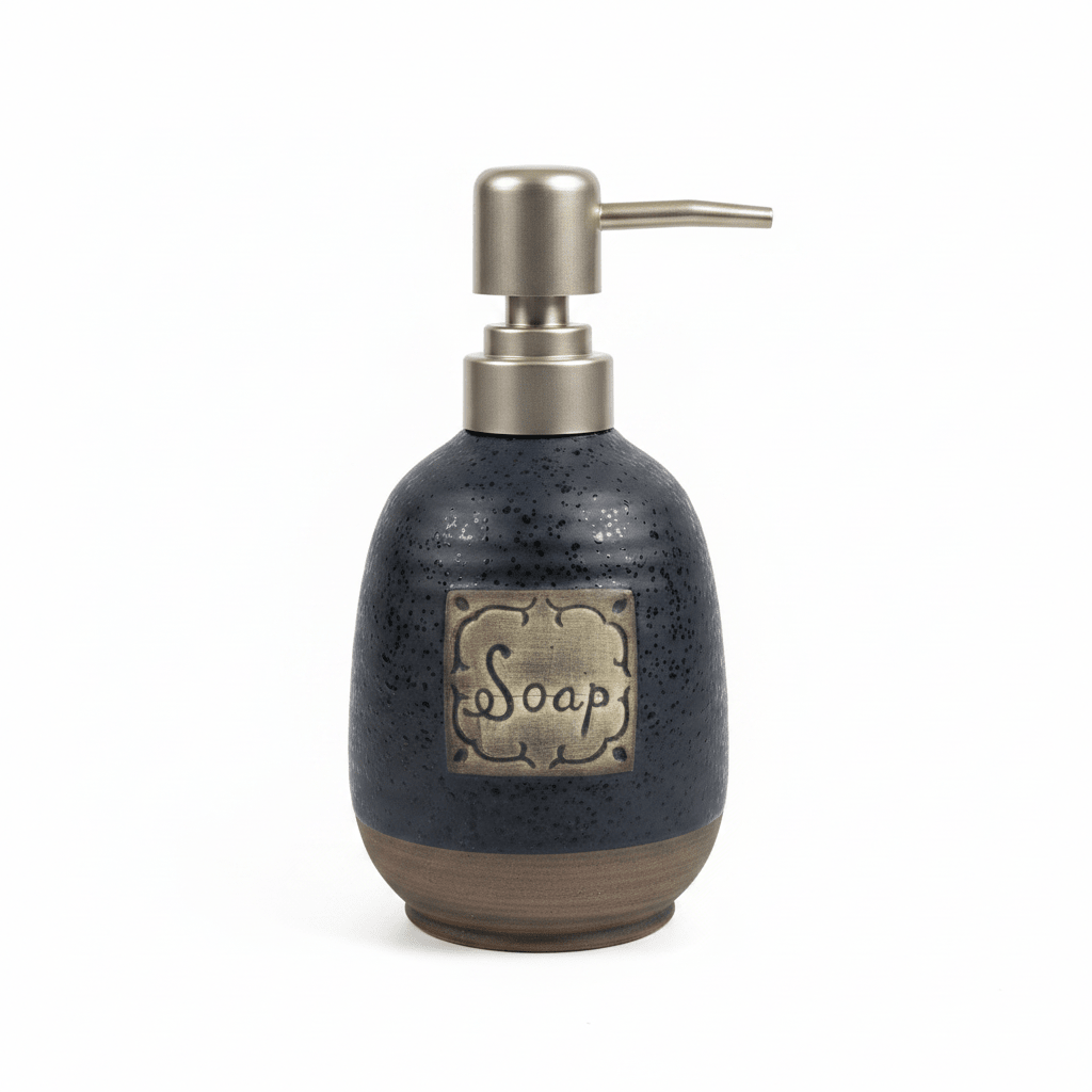 Navy Blue Speckled Glaze Ceramic & Plastic Liquid Soap Dispenser - 400ml - Al Kabayel Discount CentreNavy Blue Speckled Glaze Ceramic & Plastic Liquid Soap Dispenser - 400mlHolders & DispensersAKDCAl Kabayel Discount Centre