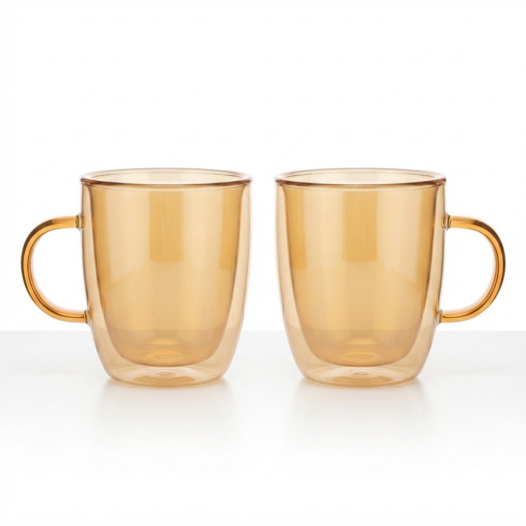 Neoflam Double Wall Glass Mug Set of 2 – 90ml – Yellow - Al Kabayel Discount CentreNeoflam Double Wall Glass Mug Set of 2 – 90ml – YellowMugsNEOFLAMAl Kabayel Discount Centre