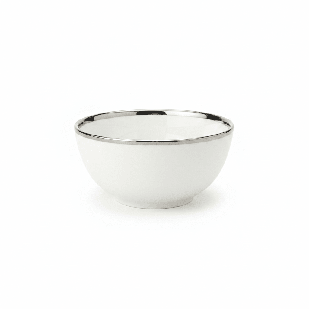 New East Sun White Ceramic Bowl with Silver Rim — 4 Inch - Al Kabayel Discount CentreNew East Sun White Ceramic Bowl with Silver Rim — 4 InchBowlsNEW EAST SUNAl Kabayel Discount Centre
