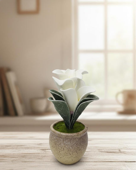 Next Rose Artificial White Flower with Pot - Polystyrene Foam Material, Elegant and Versatile for Any Room, 24 cm," - Crafted from polystyrene foam with clean white petals for versatility. - Al Kabayel Discount CentreNext Rose Artificial White Flower with Pot - Polystyrene Foam Material, Elegant and Versatile for Any Room, 24 cm," - Crafted from polystyrene foam with clean white petals for versatility.Artificial FloraNEXTROSEAl Kabayel Discount Centre