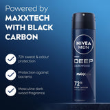 Nivea Men Antiperspirant Spray for Men, 48h Protection, DEEP Black Carbon Antibacterial, Woody Scent - 150ML - Al Kabayel Discount CentreNivea Men Antiperspirant Spray for Men, 48h Protection, DEEP Black Carbon Antibacterial, Woody Scent - 150MLBody Mists & SpraysNIVEAAl Kabayel Discount Centre