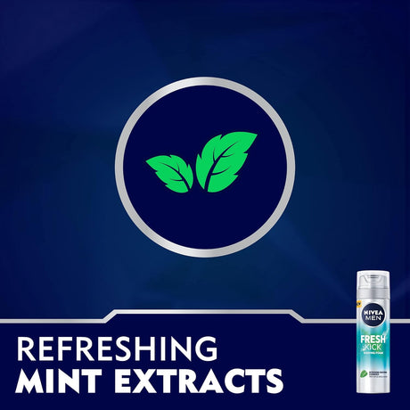 Nivea Men Fresh Kick Shaving Foam, Mint & Cactus Water, 200ml - Al Kabayel Discount CentreNivea Men Fresh Kick Shaving Foam, Mint & Cactus Water, 200mlShaving & GroomingNIVEAAl Kabayel Discount Centre
