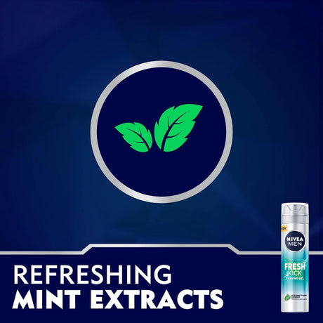 Nivea Men Fresh Kick Shaving Gel with Mint & Cactus Water, 200ml - Al Kabayel Discount CentreNivea Men Fresh Kick Shaving Gel with Mint & Cactus Water, 200mlShaving & GroomingNIVEAAl Kabayel Discount Centre