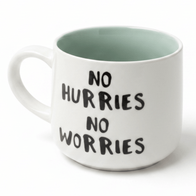 No Hurries No Worries Ceramic Mug with Hidden Surprise | Sage Green & White | 400ml - Al Kabayel Discount CentreNo Hurries No Worries Ceramic Mug with Hidden Surprise | Sage Green & White | 400mlMugsAKDCAl Kabayel Discount Centre