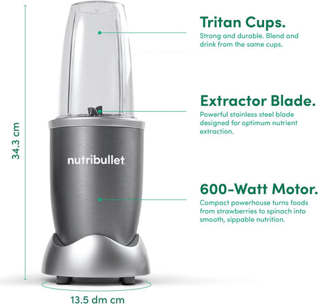 Nutri Bullet 600 Watts, 9pc Accessories,, Multi - Function High Speed Blender, Mixer System With Nutrient Extractor, Smoothie Maker, NBR - 1212M - Al Kabayel Discount CentreNutri Bullet 600 Watts, 9pc Accessories,, Multi - Function High Speed Blender, Mixer System With Nutrient Extractor, Smoothie Maker, NBR - 1212MFood & Drink AppliancesNUTRI BULLETAl Kabayel Discount Centre