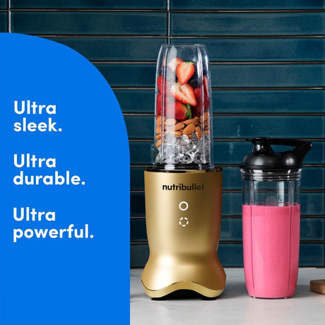 Nutribullet Ultra 1200W High - Speed Blender, Multi - Functional, Quiet Motor, Tritan™ Renew Cups, Rapid Extractor Blades, BPA - Free, Shatter - Resistant, Glow Interface,NBU - 500G, Gold - Al Kabayel Discount CentreNutribullet Ultra 1200W High - Speed Blender, Multi - Functional, Quiet Motor, Tritan™ Renew Cups, Rapid Extractor Blades, BPA - Free, Shatter - Resistant, Glow Interface,NBU - 500G, GoldBlenders, Mixers & Food ProcessorsNUTRIBULLETAl Kabayel Discount Centre
