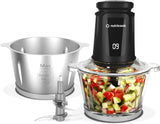 Nutricook 2+2 L XXL Glass & SS Chopper and Mincer,500W - Pulse & 2 speeds, 2 - Removable 4 SS - Blade for Chopping, Ice Crushing, Meat Mincing, Grinding, Pureeing & more - BLk - Al Kabayel Discount CentreNutricook 2+2 L XXL Glass & SS Chopper and Mincer,500W - Pulse & 2 speeds, 2 - Removable 4 SS - Blade for Chopping, Ice Crushing, Meat Mincing, Grinding, Pureeing & more - BLkBlenders, Mixers & Food ProcessorsNUTRICOOKAl Kabayel Discount Centre