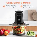 Nutricook 2+2 L XXL Glass & SS Chopper and Mincer,500W - Pulse & 2 speeds, 2 - Removable 4 SS - Blade for Chopping, Ice Crushing, Meat Mincing, Grinding, Pureeing & more - BLk - Al Kabayel Discount CentreNutricook 2+2 L XXL Glass & SS Chopper and Mincer,500W - Pulse & 2 speeds, 2 - Removable 4 SS - Blade for Chopping, Ice Crushing, Meat Mincing, Grinding, Pureeing & more - BLkBlenders, Mixers & Food ProcessorsNUTRICOOKAl Kabayel Discount Centre