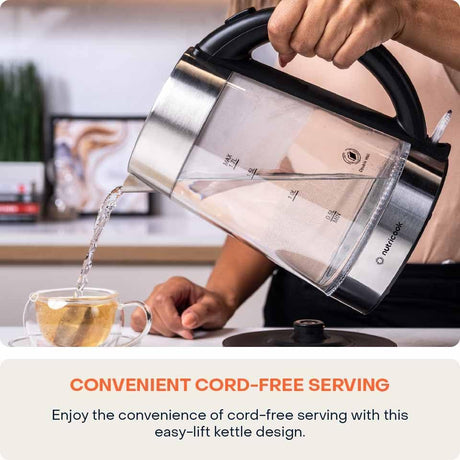 Nutricook Glass Kettle 2200W, 1.7L, Double wall Cool touch exterior, Auto Shut Off, Boil dry Protection, LED Indicator, 360° swivel base, Power Cord Storage - Al Kabayel Discount CentreNutricook Glass Kettle 2200W, 1.7L, Double wall Cool touch exterior, Auto Shut Off, Boil dry Protection, LED Indicator, 360° swivel base, Power Cord StorageElectric KettlesNUTRICOOKAl Kabayel Discount Centre